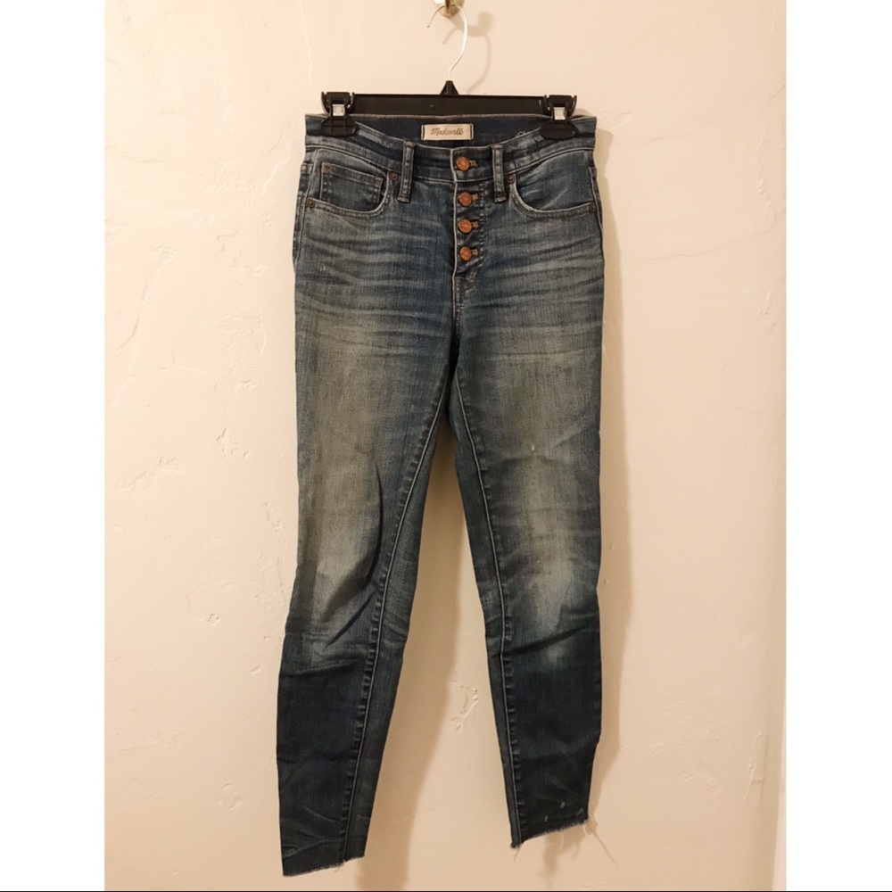 Madewell 9” rise skinny jean with button front